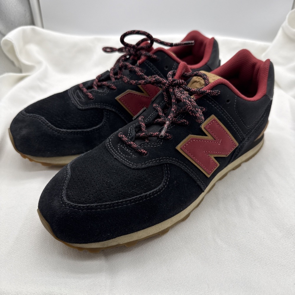 New Balance 574 Sneakers in Black/Red Suede  Woman's US Size 6.5 GC574